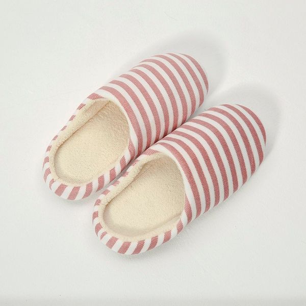 

striped flat women slipper winter home shoes for women warm plush anti-slip indoor house slippers with fur casual shoes plus, Black