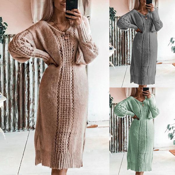 

winter new women sweater v-neck casual solid long pullovers striped shirt women long sweater dress fashion girls sweaters, White;black