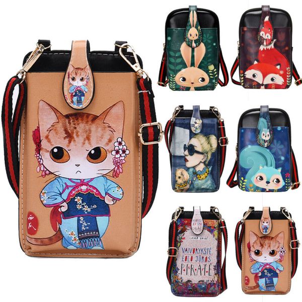

2019 pu leather women small cross-body cell phone case animal printing mini shoulder bag pouch handbag purse