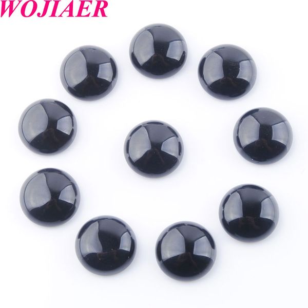 

wojiaer natural black quartz beads gem stones round 14x5mm cabochon cab no drill hole jewelry making du8214