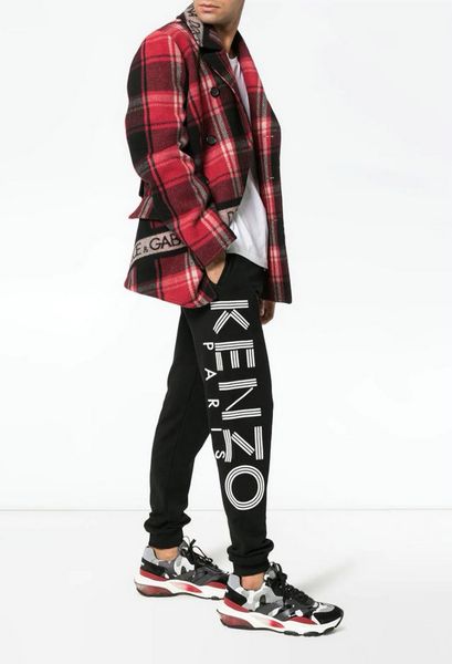 

kenzos classic tide brand pants men designers casual pants slim jeans boutique letters printed pants trend harem trousers, Black