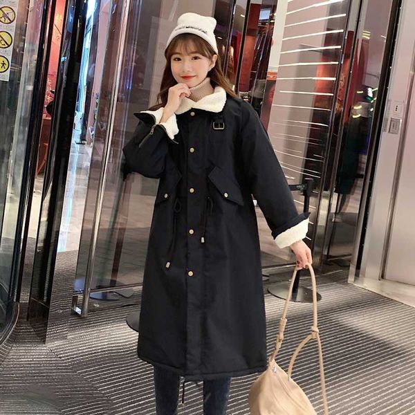 

coat jacket winter women long parkas 2020 cotton thicken warm outerwear women's jackets coats overcoat, Black