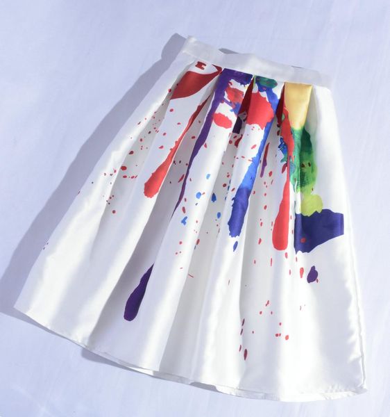 

painted graffiti printed half-length skirt and umbrella skirts a-line print casual natural elegant music festival clothing, Black
