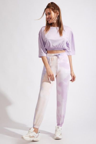 

happiness ist. women tie dye pattern knit sweatpants ff00015, Black;blue