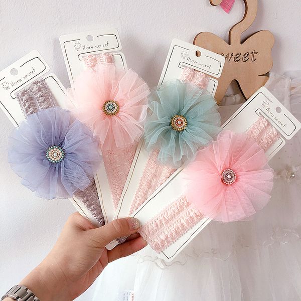 

hair accessories 2021 simple girl hairbands cute lace beads flowers birthday festival toddler for children fashion, Slivery;white
