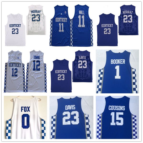 

# 23 энтони дэвис ncaa кентукки wildcats мюррей # 1 букер # 15 кузены # 12 города # 0 fox # 3 адебайо # 11 wall college баскетбол джерси уай, Black