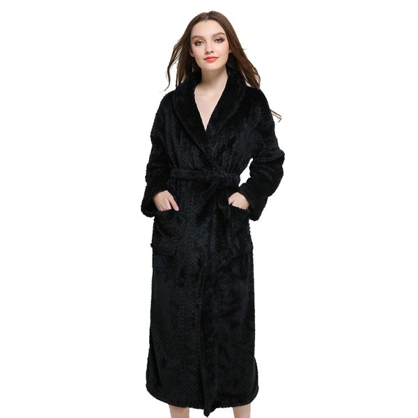 

2019 female winter elongated plush shawl long sleeved cape bathrobe female robe conjuntos de mujer #0730, Black;red