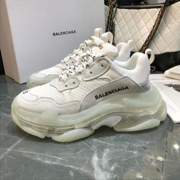 

balÃ¨ncÃ¬aga paris 2019 crystal bottom triple-s fashion design dad shoes triple s sneaker for men women vintage kanye old grandpa trainer shoe, Black
