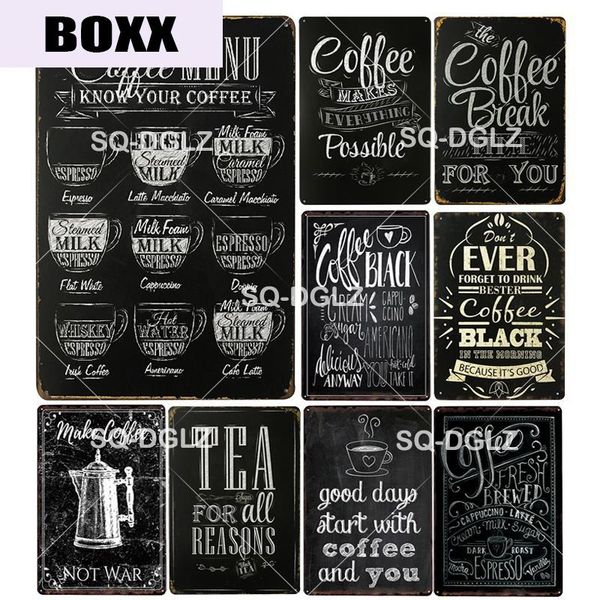 

coffee menu metal sign coffee break wall decor coffee black tin sign painting plaques art poster
