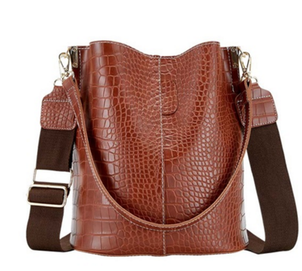 

women alligator pattern over the shoulder bag big capacity capacious bag retro elegant shopping bags pu leather bucket handbag