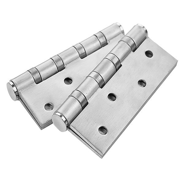 

pair of stainless steel brushed door hinge hardware accessory silver