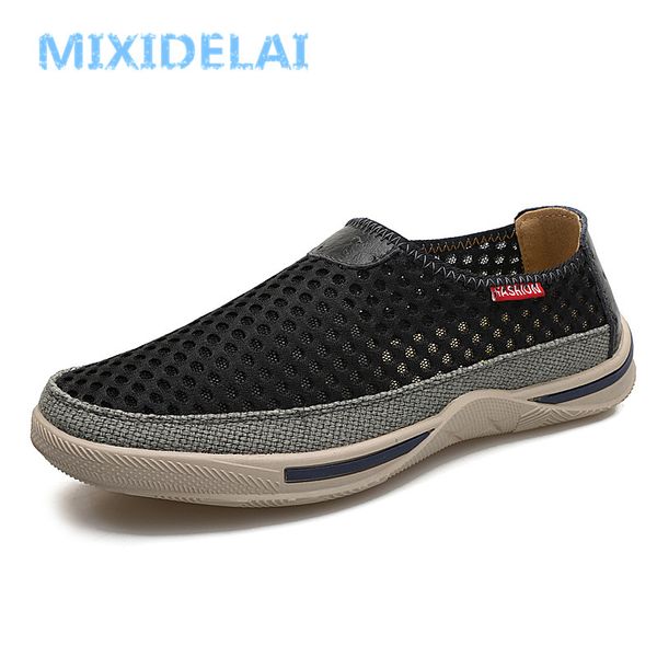 

mixidelai men shoes 2019 fashion sneakers brand mesh shoes breathable sneakers slip on summer casual for men, Black