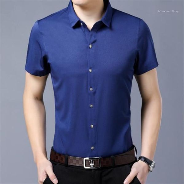 

mens dress shirts business short sleeve turn-down collar casual mens shirts solid color slim, White;black