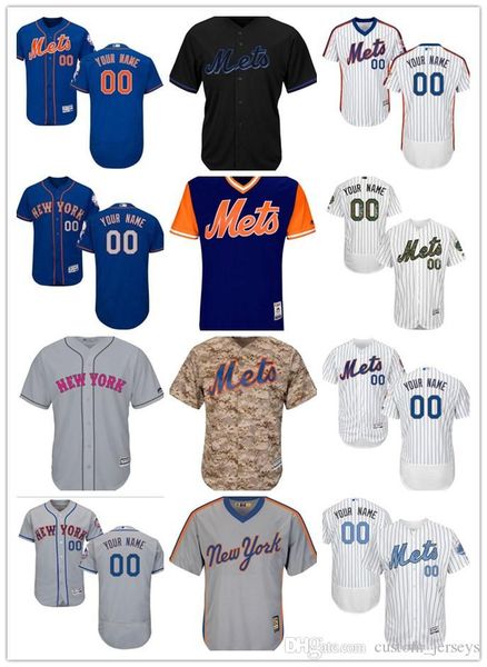 

custom men women youth majestic ny mets jersey #00 any your name and your number home blue grey white kids girls baseball jerseys, Blue;black