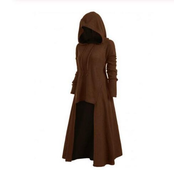 

gothic punk jacket women black hooded plus size winter 2019 coat female long womens jackets and coats clothing, Tan;black
