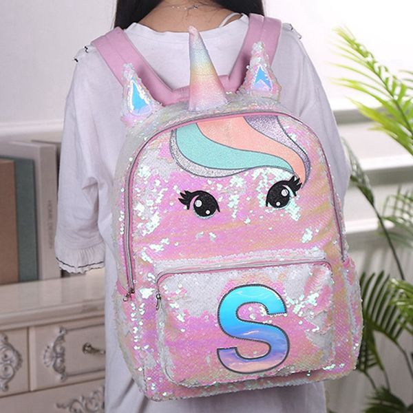 

unicorn large capacity backpack mermaid sequins middle school students cute cartoon bag sand gull casual ladies bag backpack