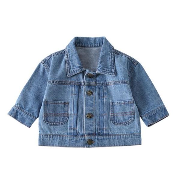 Ragazze Ragazzi Bambini Autunno Giacca di jeans Cappotto Moda Per bambini Baby Denim Capispalla Primavera Autunno Cotone Cartone animato stampato Abbigliamento bianco blu