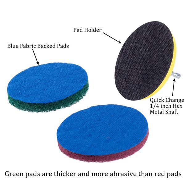 

drill power brush tile scrubber scouring pads cleaning kit, heavy duty household cleaning tool (drill not included