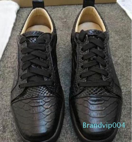 

original box] low red bottom sneaker luxury party wedding shoes genuine leather louisfalt spikes lace-up casual shoes size eu35-46, Black