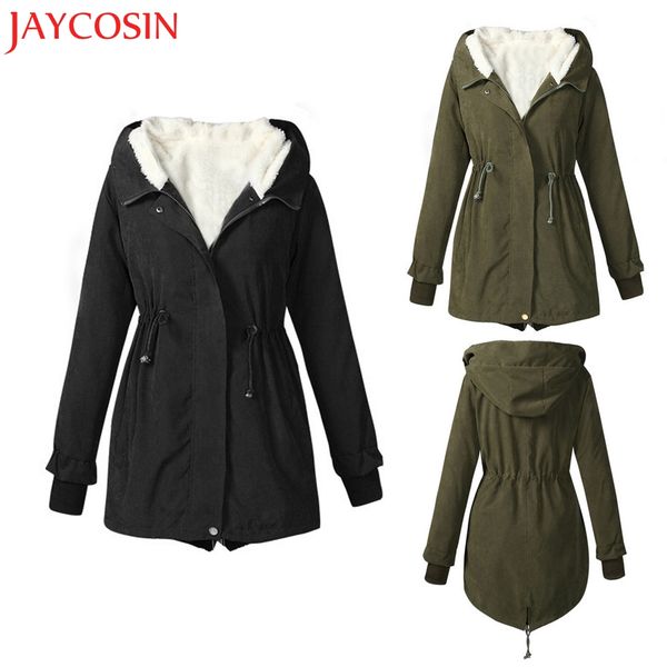 

newly women winter casual long sleeve solid hooded thicker outwear jacket novelty cashmere overcoat dropship oct.29, Black