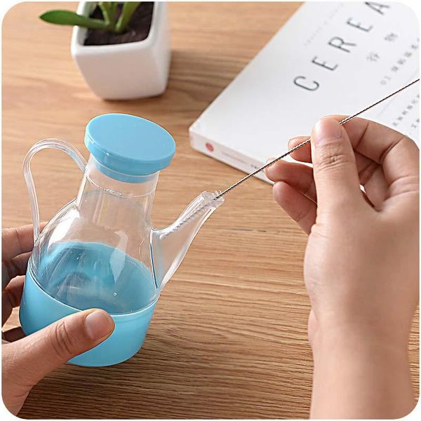 

17cm 20cm 24cm new stainless steel handle drinking straws cleaning brush pipe tube baby bottle cup reusable household cleaning tools