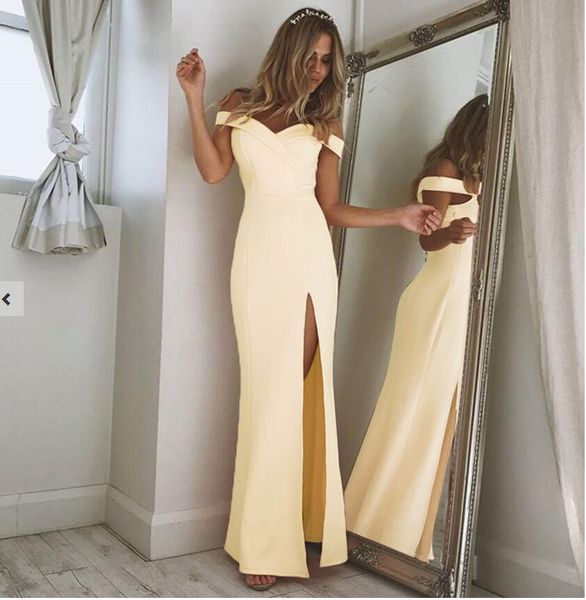 

новый styleshoulder атласная сплит тонкий вечернее платье тост одежды платье невесты длинная юбка женские платья штаны был тонкий, Black;white