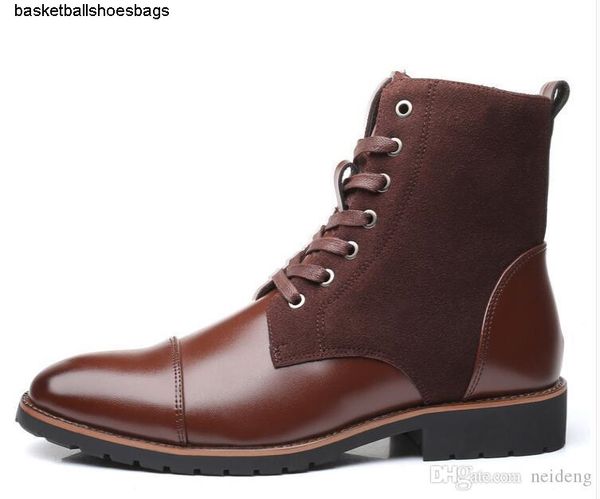 

leather 2019 men boots ankle boot plus velvet men boots outdoor casual men winter warm snow boots da040, Black