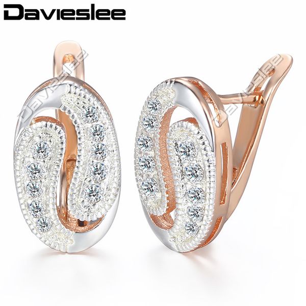 

серьги davieslee 585 розовое золото заполненные серег овальный tai chi shaped ювелирные изделия асфальтовая cz привязать мода для women11, Golden;silver