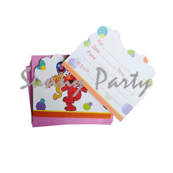 

6pcs/lot cartoon sesame street theme party invitation card kids birthday baby shower partyinvitation card party supplies