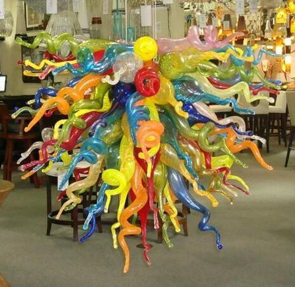 

spanish tropical multi color 24 inches led handmade blown glass chandelier and pendant lamps- griban brand