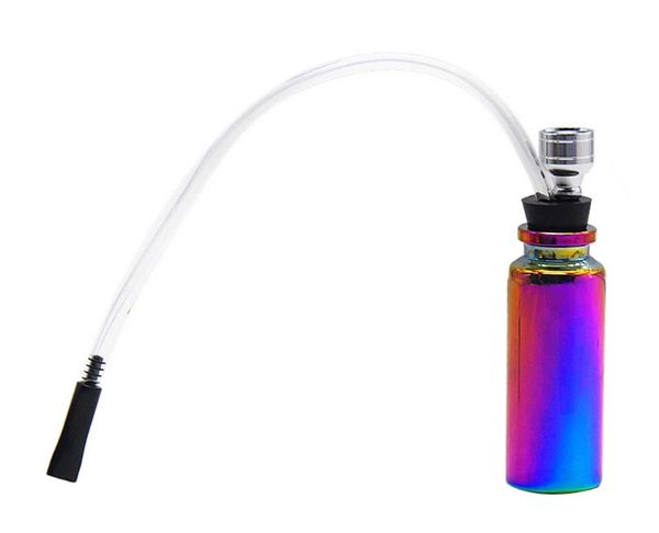 Moda Tubo de vidro deslumbrante Tubo de água de vidro portátil fácil de limpar Mini cachimbo de água Shisha Cachimbos com longo filtro de boca de silicone