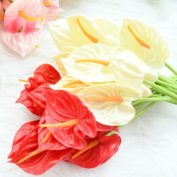 

5/10pcs 32cm artificial anthurium bouquet flowers real touch fake calla lily for wedding birthday party home decor
