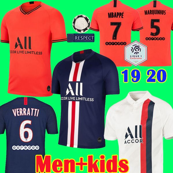 

Maillot de foot 19 20 PSG soccer jersey 2019 2020 MBAPPE ICARDI football shirt camisetas shirt MARQUINHOS uniform men kids sets