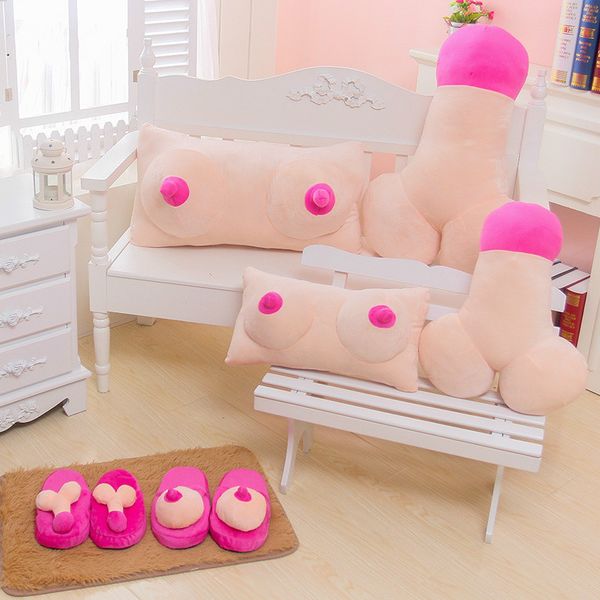 

2017 creative tricky plush cushion big boobs breast toy penis dick pillow gift couple funny gift erotic pillow cushion home deco