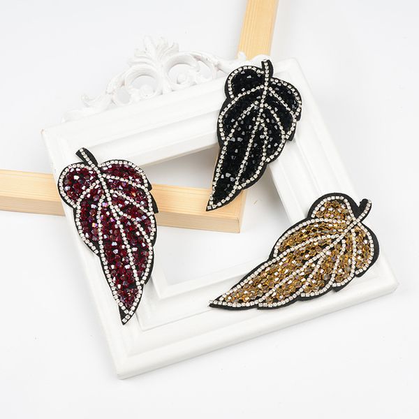 

gugutree beaded embroidery leaf patch animal cartoon patches badges applique patches for clothing sk-55, Black