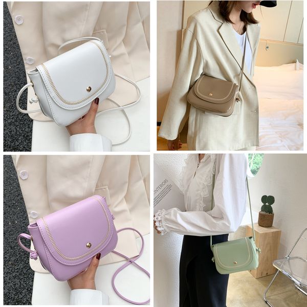 

2020 small square small square shoulder simple shoulder pu messenger bag women's bag, White