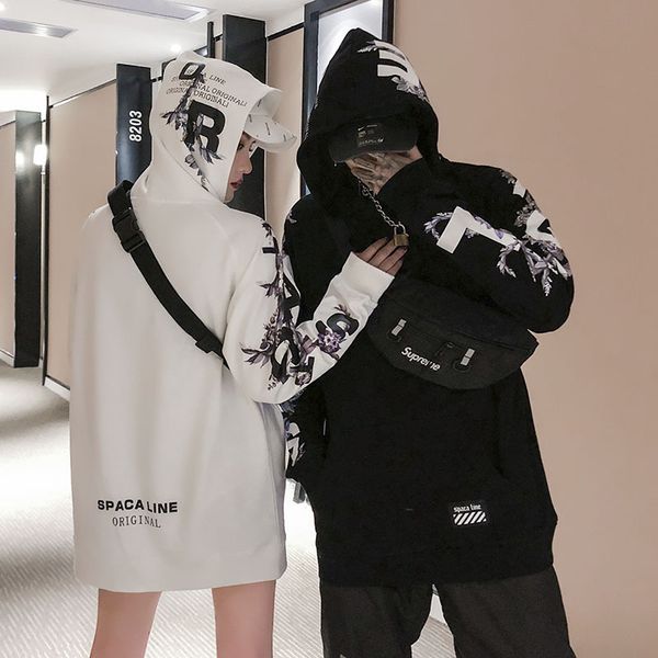 

hoodies sweater male oversize sweater 2019 high street hip hop personality letter printing round neck sweaterhoodie hoodie, Blue;black