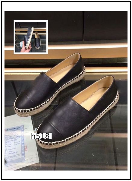 

high-qualityespadrilles shoes fashion brand elegant genuine leather camellia ladies thick bottom lazy flat soft flats size 37, Black