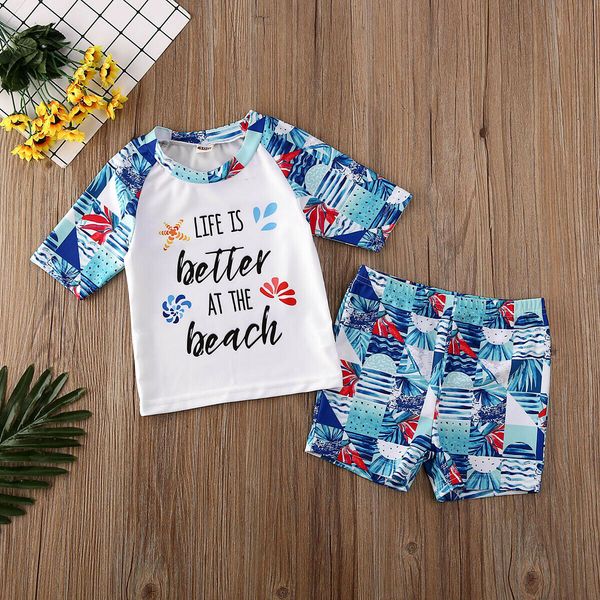 

pudcoco 2020 new summer boy baby swimwear 2pcs set swimming suit infant toddler swimwear kids beach bathing clothes, White