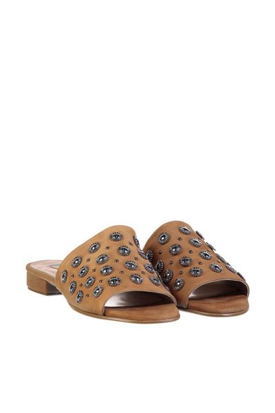 

pearl genuine leather tan women 's slippers 120130006956, Black