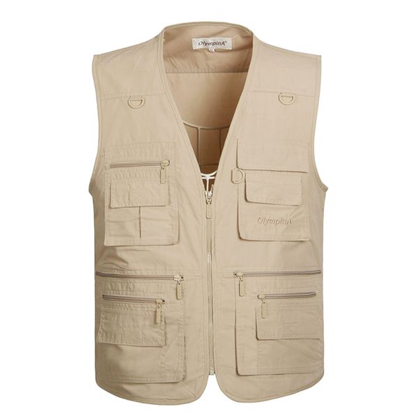 

male multi-pocket loose large size outdoor fishing pgrapher leisure summer pockets vest men's casual, Camo;black