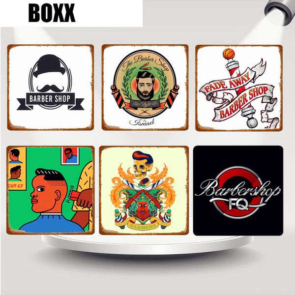 

30x30cm style retro barber shop metal tin signs vintage haircuts and shave advertising poster painting plates home decor wy61