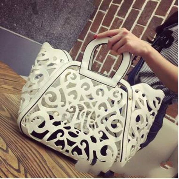 

casual new 2017 spring women's handbag fashion cutout carved handbag shoulder bag girls hollow package tassel bag