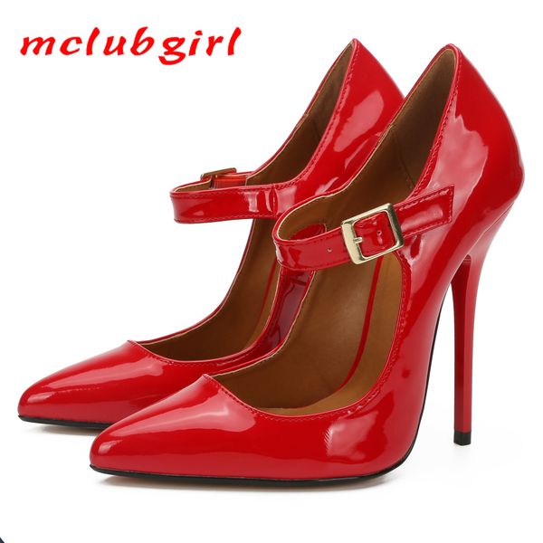 

mclubgirl 13cm heel women partypumps pseudonym men's and women's red black thin-heeled pointed patent leather shoes zqj