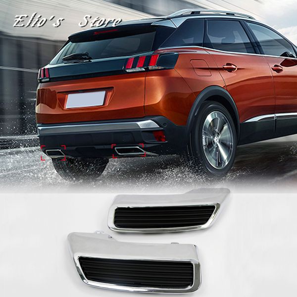 

car styling 2pcs abs plastic rear exhaust muffler tail end pipe replacement kit for peugeot 3008 5008 2017 2018