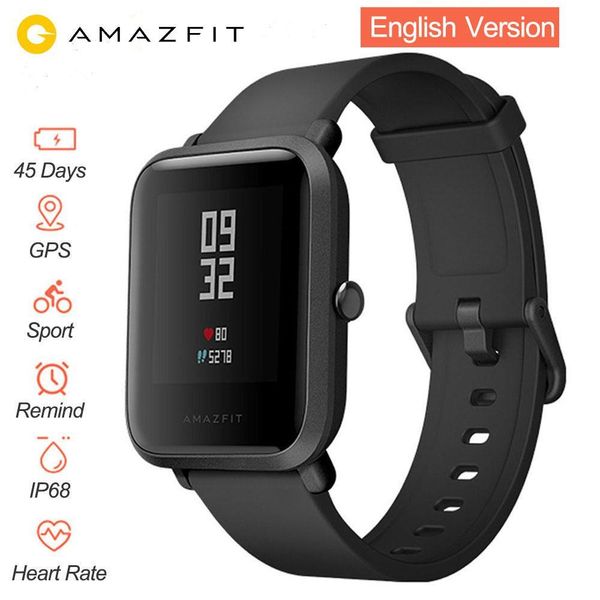 

английская версия смарт-часы amazfit bip huami mi pace lite ip68 gps gloness smartwatch heart rate 45 дней в режиме ожидания