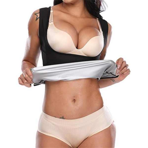 

women sauna vests waist trainer vest corset slim shaper corset neoprene workout tank for weight loss fitness running exercise, Black;blue