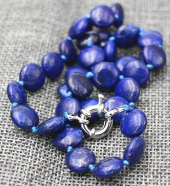 

charming 8-12 mm coin natural lapis lazuli jewelry necklace, Silver