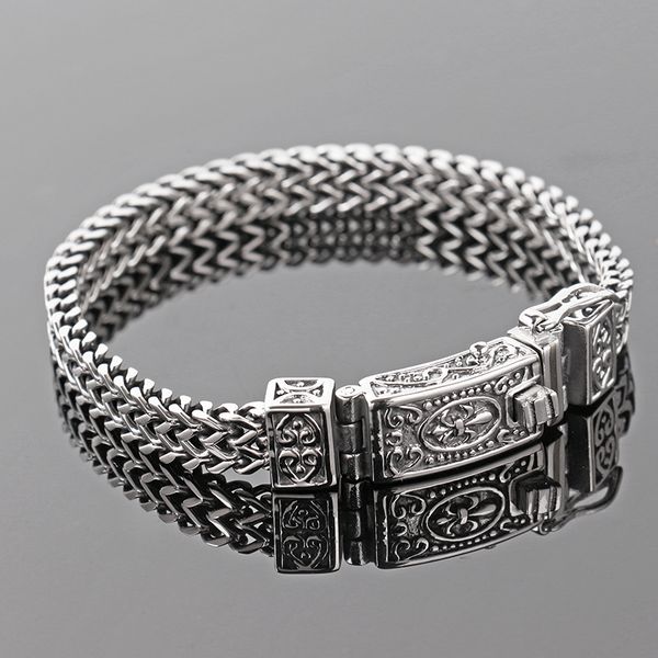 

new button stainless steel double bracelet men fashion rhombus chain & link mens bracelets stainless steel bracelet, Golden;silver