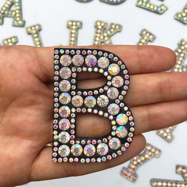 

luxurya-z 1шт горный хрусталь камень английский алфавит письмо аппликация 3d железный буквы патч для diy одежды наградные паста для одежды с, Blue;slivery